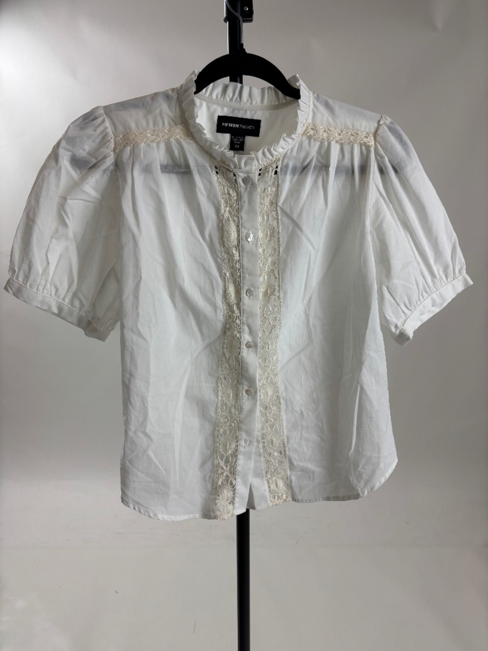 Fifteen Twenty White cotton button-front blouse